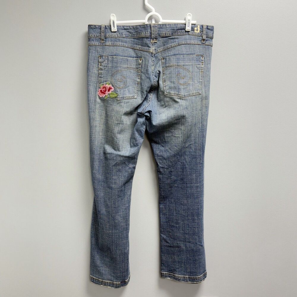D.Jeans Women Size 14 Medium Wash Floral Embroidered Bootcut Denim Jeans Y2K VTG - Picture 3 of 9